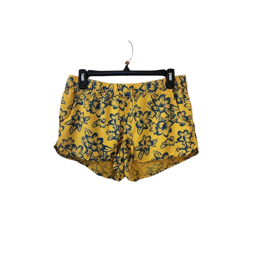 Vans Floral Casual Beach Viscose Shorts Size Medium Yellow Blue Mid Rise